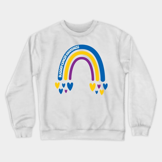 Bladder Cancer Awareness Rainbow with hearts Crewneck Sweatshirt by Teamtsunami6